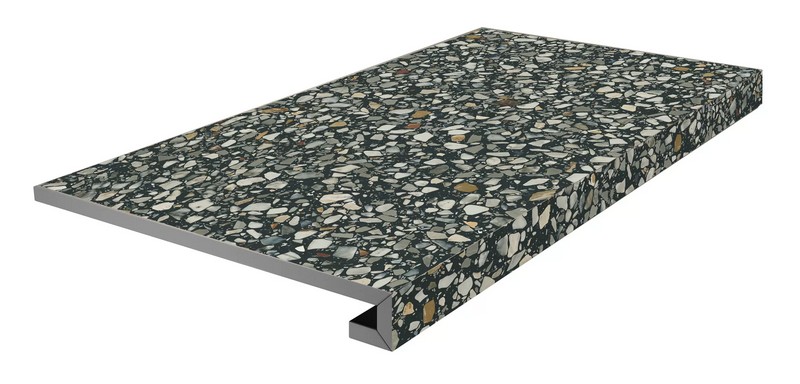 Фронтальная ступень Kerama Marazzi БРИЧИОЛА KM6060G0021RGCF клееная чёрный матовый обрезной 33x60см