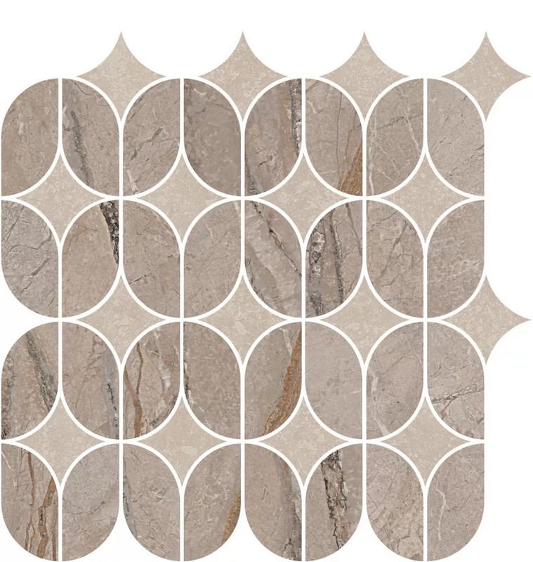 Декор керамическая плитка Kerama Marazzi ИФРАН KMD2HID014BR наборный бежевый светлый глянцевый обрезной 30x32,5см