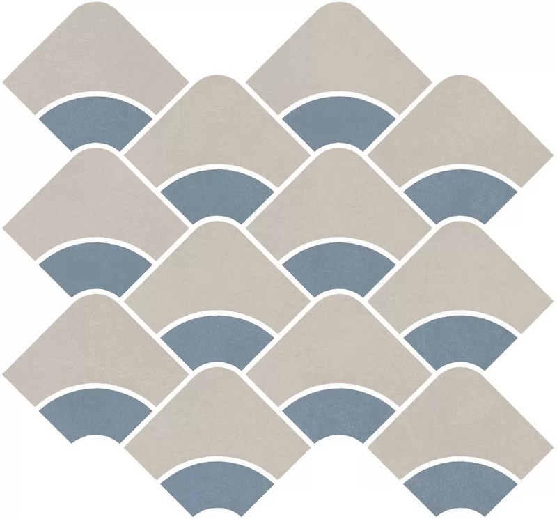Керамическая плитка Kerama Marazzi ТАДЕЛАКТ KMD2HID005BR наборный серый светлый, синий светлый матовый обрезной декор 28x30см
