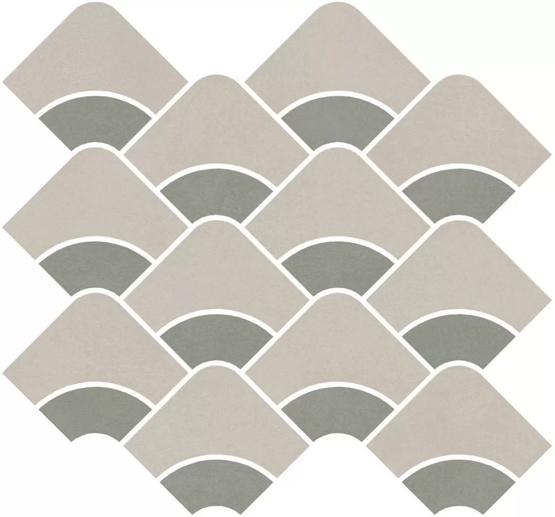 Керамическая плитка Kerama Marazzi ТАДЕЛАКТ KMD2HID006BR наборный серый светлый, зелёный светлый матовый обрезной декор 28x30см