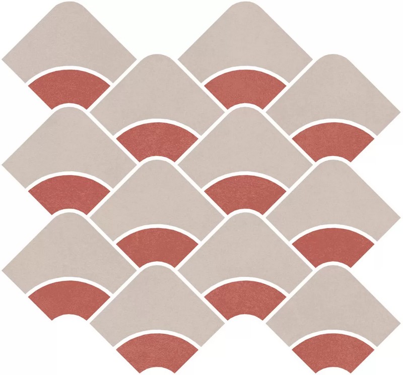 Керамическая плитка Kerama Marazzi ТАДЕЛАКТ KMD2HID010BR наборный серый светлый, красный матовый обрезной декор 28x30см