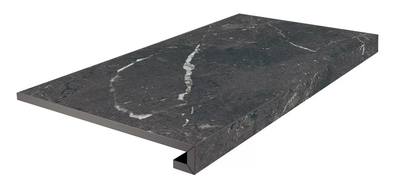 Фронтальная ступень Kerama Marazzi ТУБКАЛЬ KM6060G0331RGCF клееная чёрный матовый обрезной 33х60см