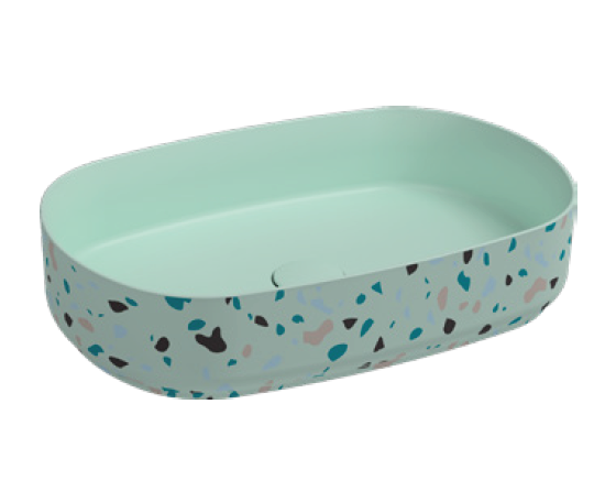 Раковина накладная ISVEA Infinity 10NF65055-TRZ-2T Terrazzo мятно-зеленый матовый 360х550мм