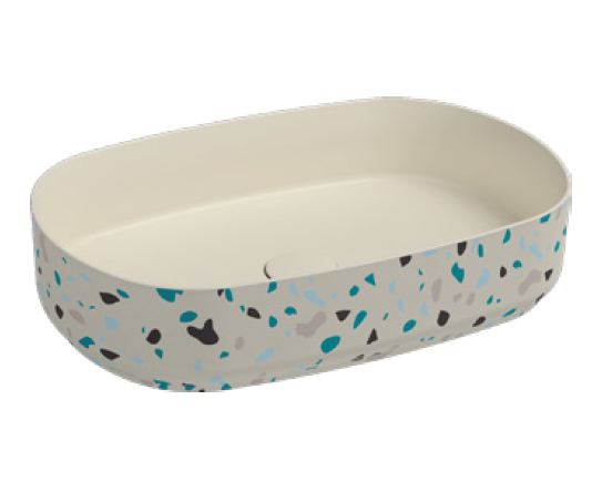 Раковина накладная ISVEA Infinity 10NF65055-TRZ-2K Terrazzo слоновая кость матовый 360х550мм