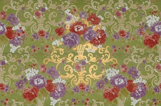 Керамическая плитка Petracers PRIMAVERA ROMANA Fioritura su Verde Oro (2 pezzi) 65х97,7см