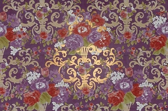 Керамическая плитка Petracers PRIMAVERA ROMANA Fioritura su Viola Oro (2 pezzi) 65х97,7см