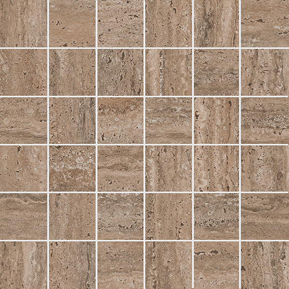 Керамогранит Kerama Marazzi ПРО ТРАВЕРТИН KMD2MSA019GR мозаичный коричневый светлый матовый обрезной 30х30см