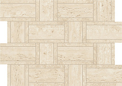 Керамогранитная мозаика Atlas Concorde MARVEL TRAVERTINE Sand Mosaico Basketweave 35х46,8см