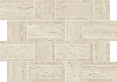 Керамогранитная мозаика Atlas Concorde MARVEL TRAVERTINE Pearl Mosaico Basketweave 35х46,8см