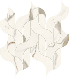 Керамогранитная мозаика Atlas Concorde MARVEL X Calacatta Sublime Mosaico Waterfall Lappato 27,7х30,5см