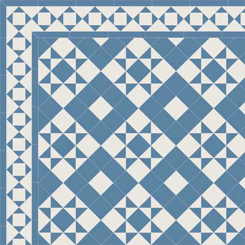 LEEDS White/Blue раскладка ковра из метлахской плитки Winckelmans