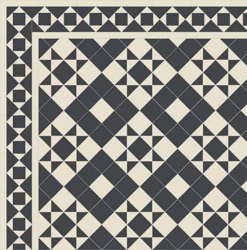 LEEDS White/Black раскладка ковра из метлахской плитки Winckelmans