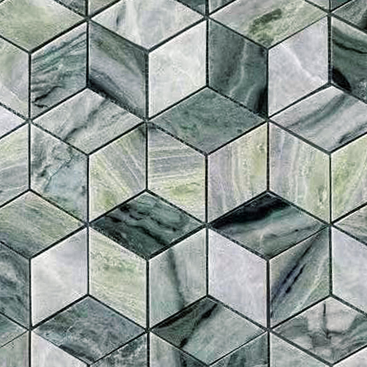 Мозаика из натурального мрамора Onice Verde Oliva POL diamond сетка 29,8x25,9см