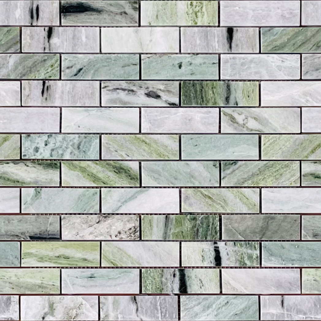 Мозаика из натурального мрамора Onice Verde Oliva POL 23 сетка 29,8x29,8 см
