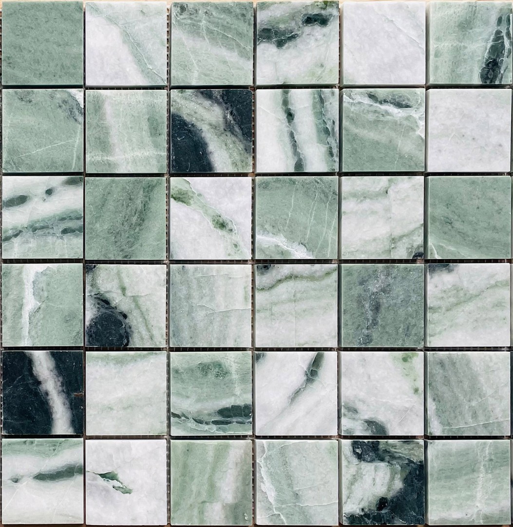 Мозаика из натурального мрамора Onice Verde Oliva POL 48 сетка 30,5х30,5см
