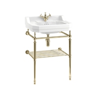Раковина с золотым подстольем и полочкой Burlington Edwardian B5 1TH  610х510х900мм