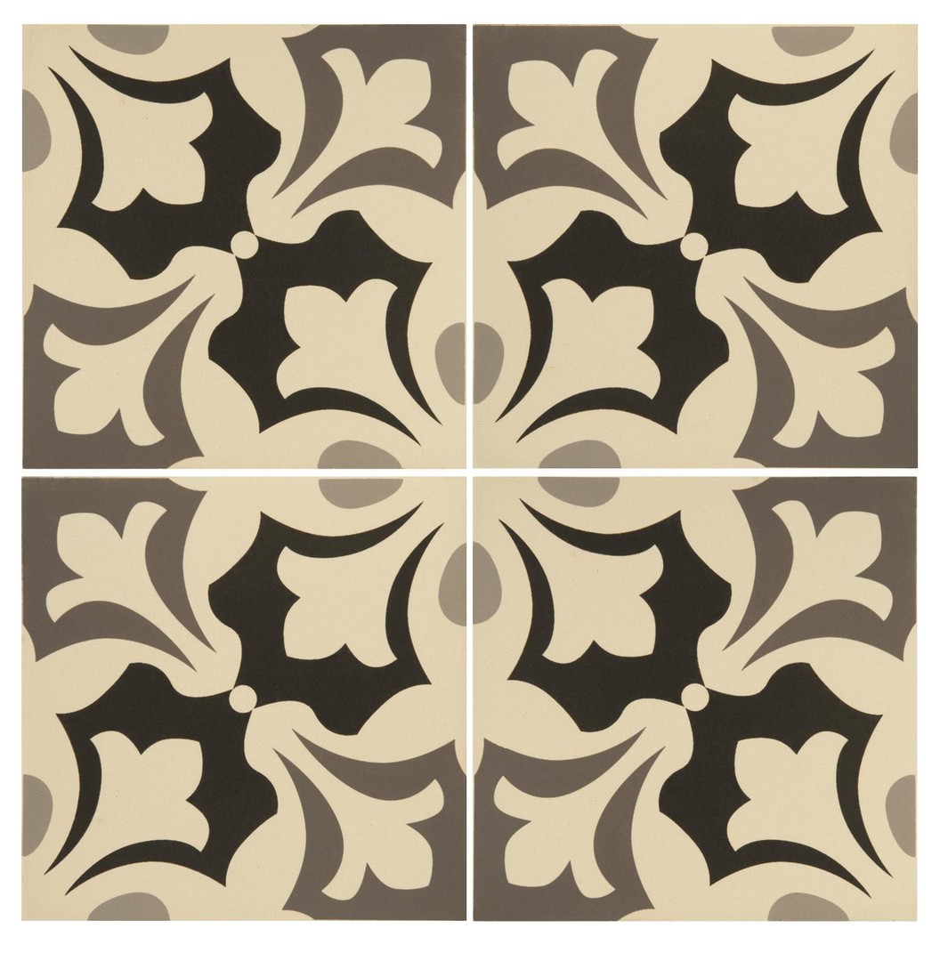 Керамическая плитка ROCOCO Light Grey, Dark Grey and Black on White 15х15см Original Style