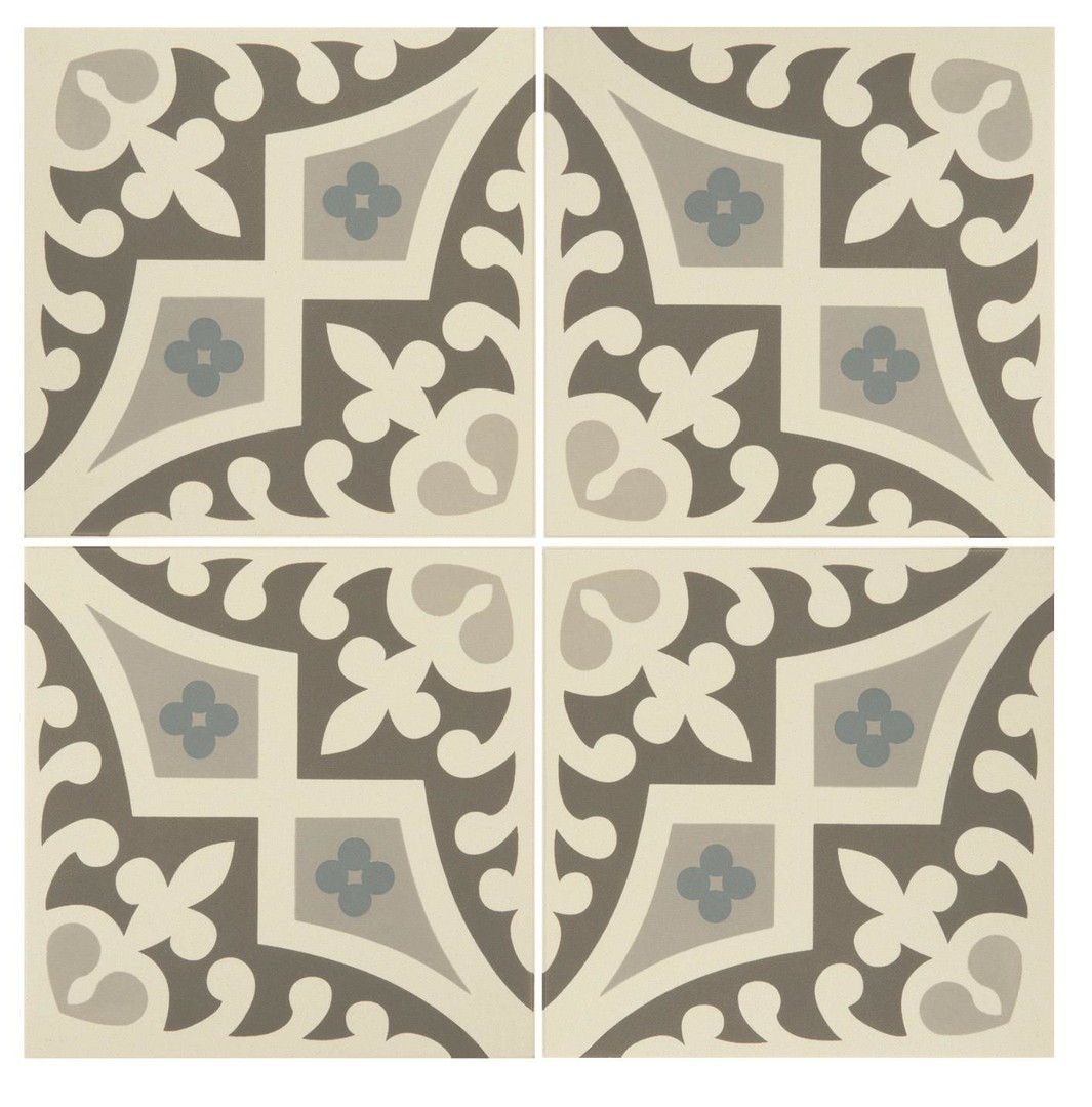 Керамическая плитка Romanesque Light Blue, Light Grey and Dark Grey on Dover White 15,1х15,1см Original Style