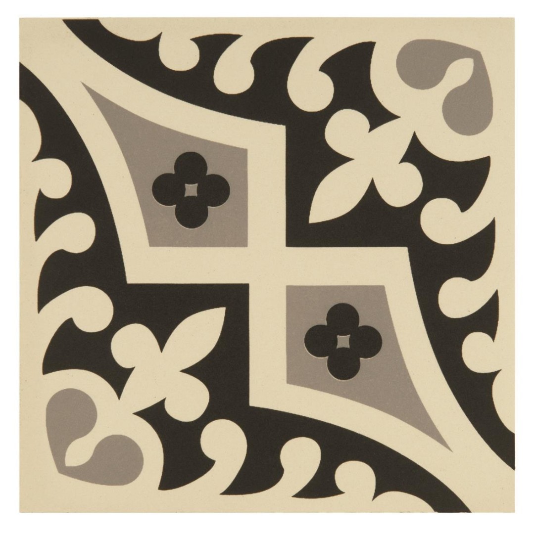 Керамическая плитка Romanesque Light Grey and Black on White 15,1х15,1см Original Style