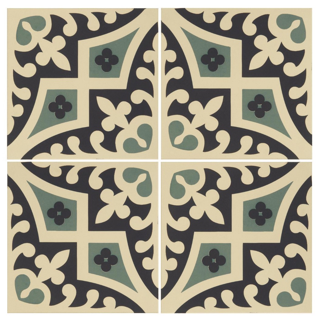 Керамическая плитка Romanesque Dark Blue and Dark Jade on White 15,1х15,1см Original Style
