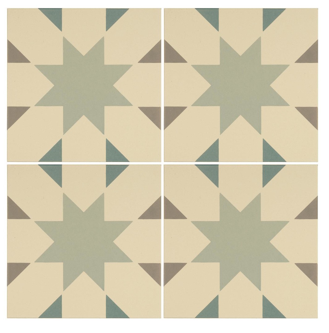 Керамическая плитка SEVILLE Light Grey, Light Jade and Dark Jade on White 15,1х15,1см Original Style