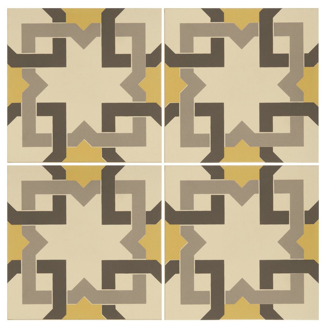 Керамическая плитка OTTOMAN Summer Yellow, Light Grey and Dark Grey on White 15,1х15,1см Original Style