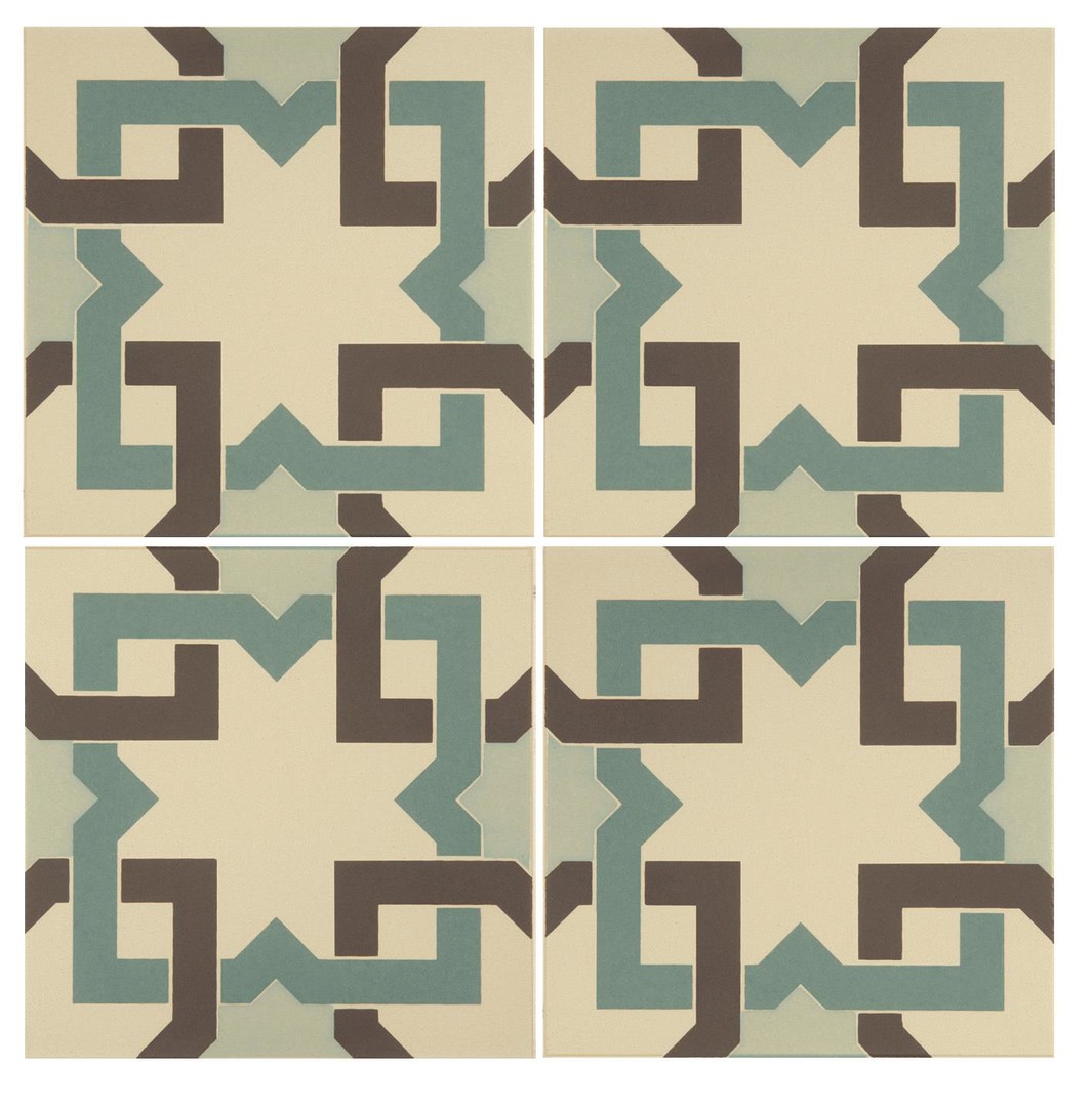 Керамическая плитка OTTOMAN Light Jade, Dark Jade and Dark Grey on White 15,1х15,1см Original Style