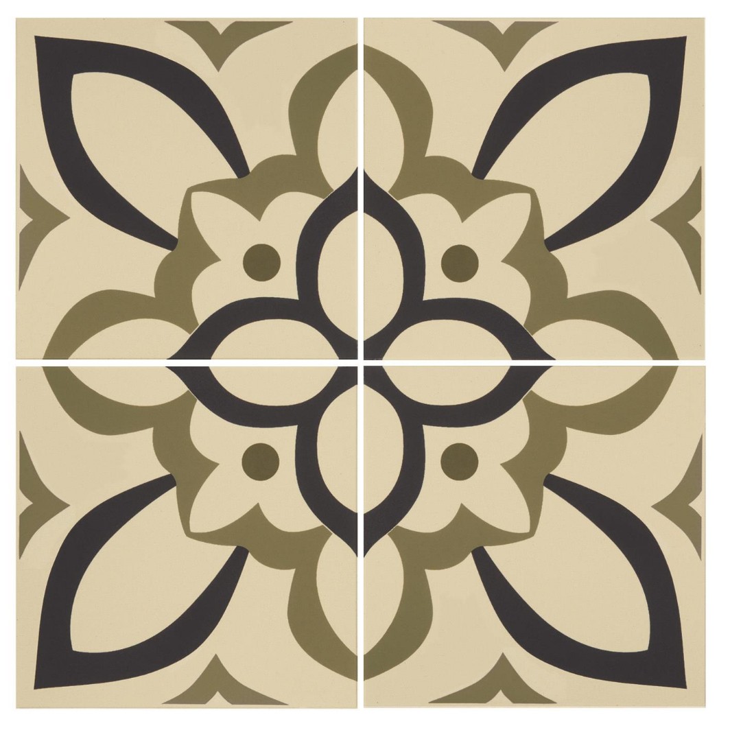 Керамическая плитка RENAISSANCE Dublin, Khaki and Dark Blue on White 15,1х15,1см Original Style