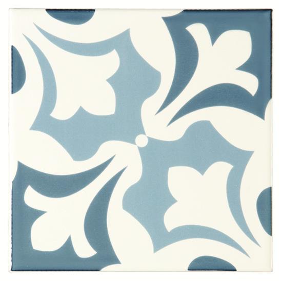 Керамическая плитка Josette Blue (Sky Blue, Sea Blue on Brilliant White) 15,2х15,2см
