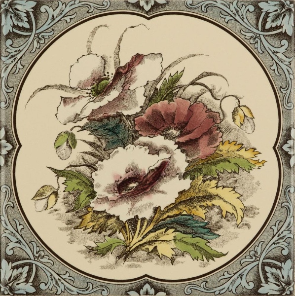 Декоративная плитка Artworks Poppies Floral Border on Colonial White 15,2х15,2см Original Style