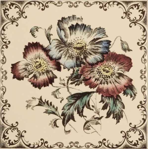 Декоративная плитка Artworks Poppies Scroll Border on Colonial White 15,2х15,2см Original Style