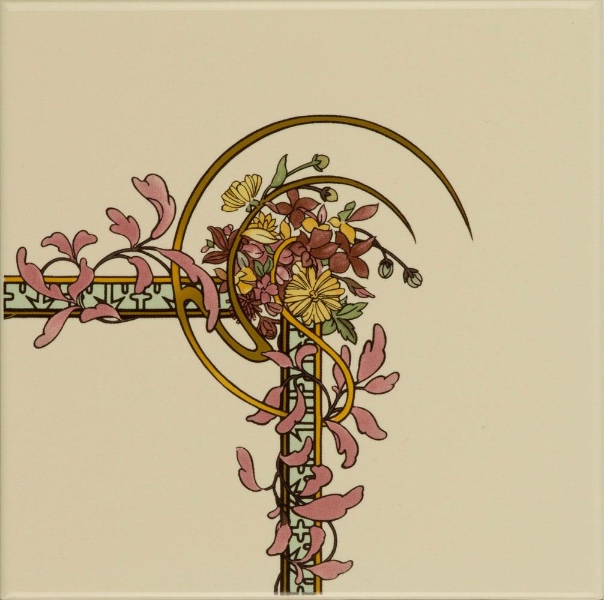 6066B Керамическая плитка Элемент угловой Spring on Brillian White RH corner tile 152x152 x7, Original Style