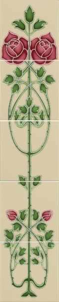 Панно Raised-Line Tiles Rose And Bud, 15х15 см, Original Style