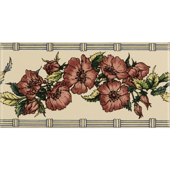 Керамический бордюр Artworks Corded Poppies Red on Colonial White 7,5х15,2см Original Style