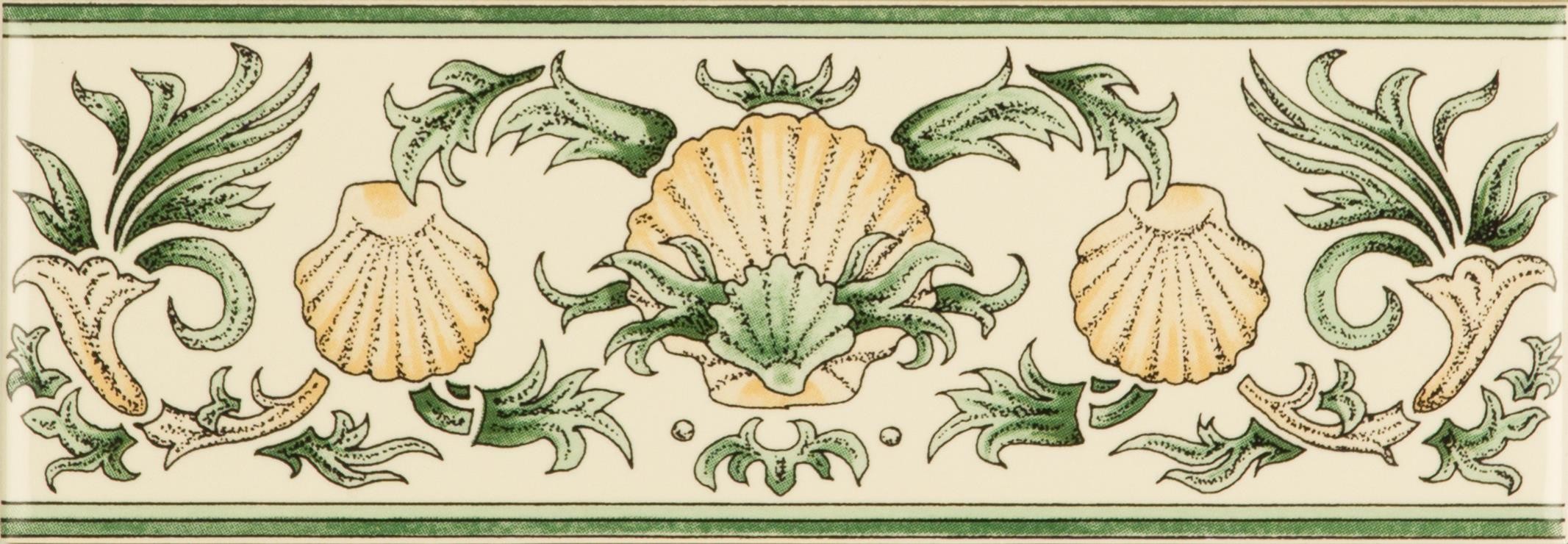 Керамический бордюр Artworks Scallop Shells on Colonial White 5х15,2см Original Style