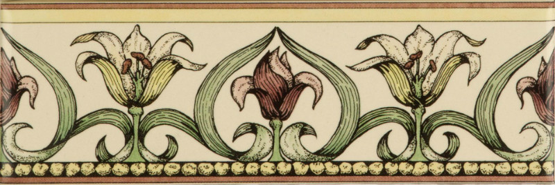 Керамический бордюр Artworks Art Nouveau Lily on Colonial White 5х15,2см Original Style