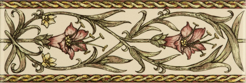 Керамический бордюр Artworks Trumpet Gentian Pink on Colonial White 5х15,2см Original Style