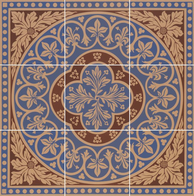 Метлахская узорная плитка DISRAELI 9-Tile Set Blue 45,7х45,7см Original Style