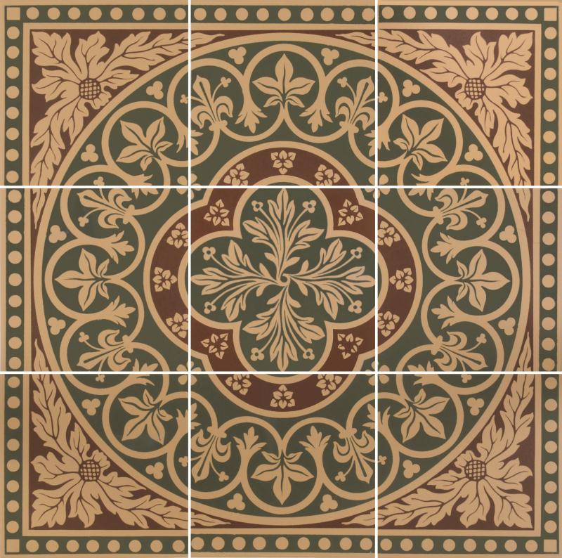 Метлахская узорная плитка DISRAELI 9-Tile Set Green 45,7х45,7см Original Style