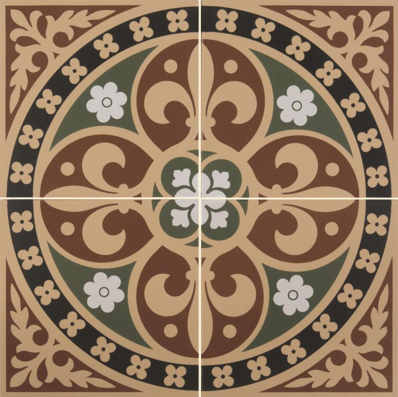 Метлахская узорная плитка GLADSTONE 4-Tile Set Green/Red 30,4х30,4см Original Style