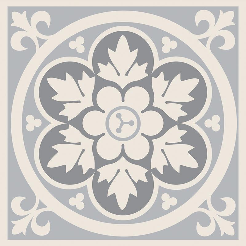 Метлахская узорная плитка LIVINGSTONE Grey on Dover White 10,6х10,6см Original Style