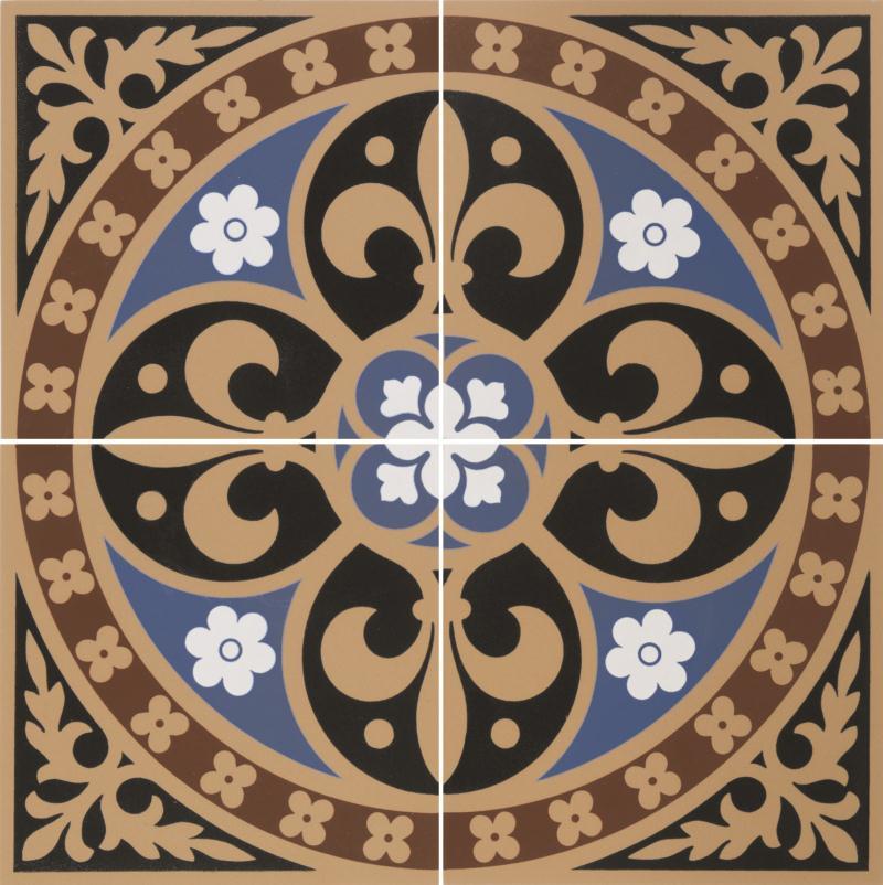 Метлахская узорная плитка GLADSTONE 4-Tile Set Blue/Red 30,4х30,4см Original Style