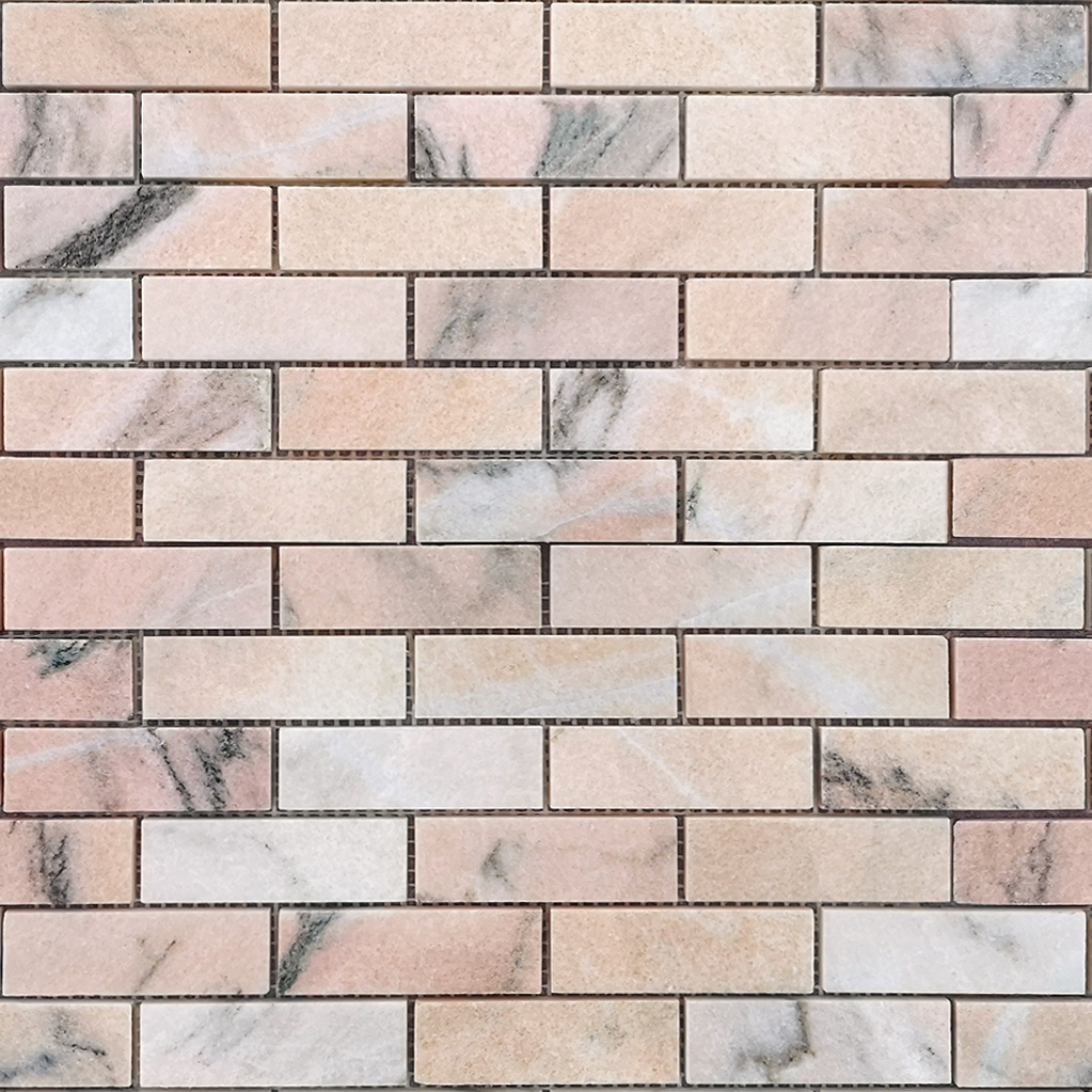 Мозаика из мрамора Rosa Salmone POL сетка 29,8х29,8см