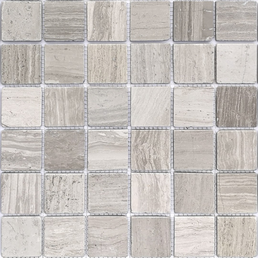 Мозаика из мрамора Travertino Silver MAT сетка 30,5x30,5см
