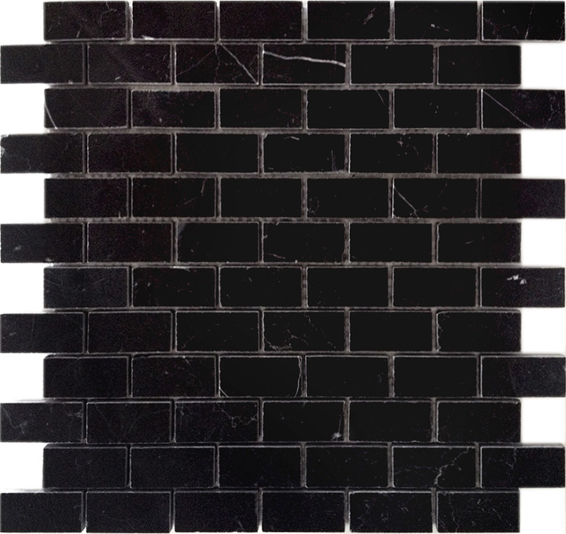 Мозаика из мрамора Nero oriente POL 2348 сетка 29,8x29,8см