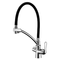 Смеситель для кухни с гибким изливом и фильтром для воды Lemark Comfort LM3070C черный  / хром