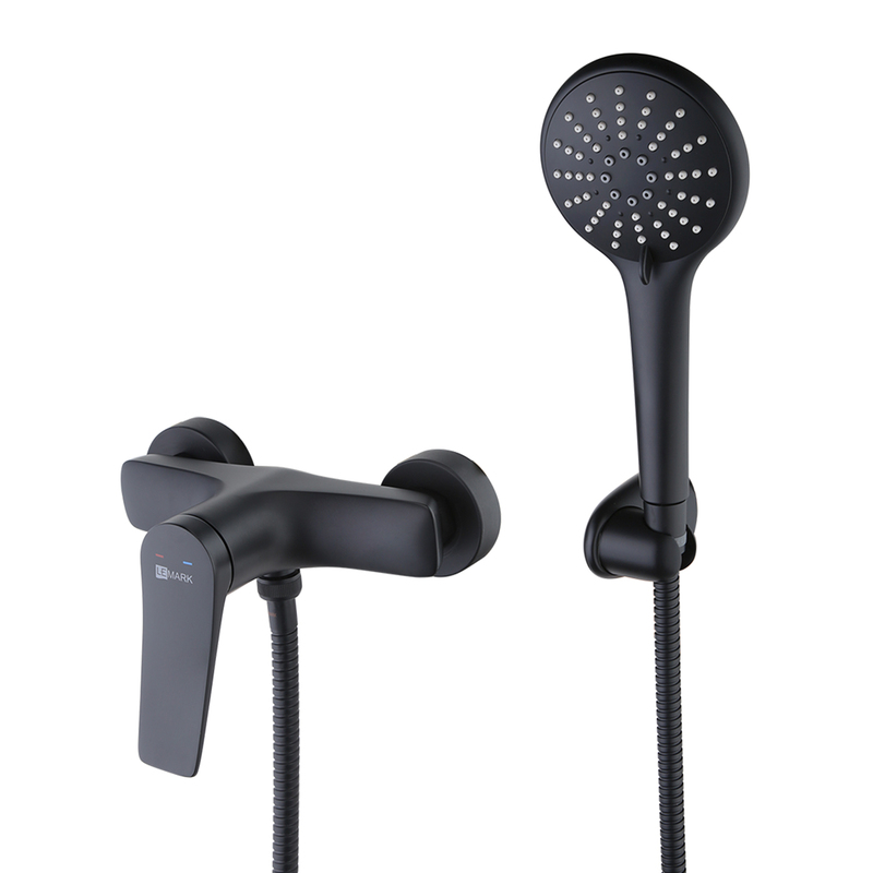 Смеситель для душа с лейкой, встраиваемый Lemark Bronx LM3703BL черный