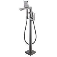 Смеситель для ванны с ручным душем и лейкой, напольный Lemark Bronx LM3744GM графит