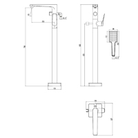 Смеситель для ванны с ручным душем и лейкой, напольный Lemark Bronx LM3744GM графит
