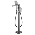 Смеситель для ванны с ручным душем и лейкой, напольный Lemark Bronx LM3744GM графит